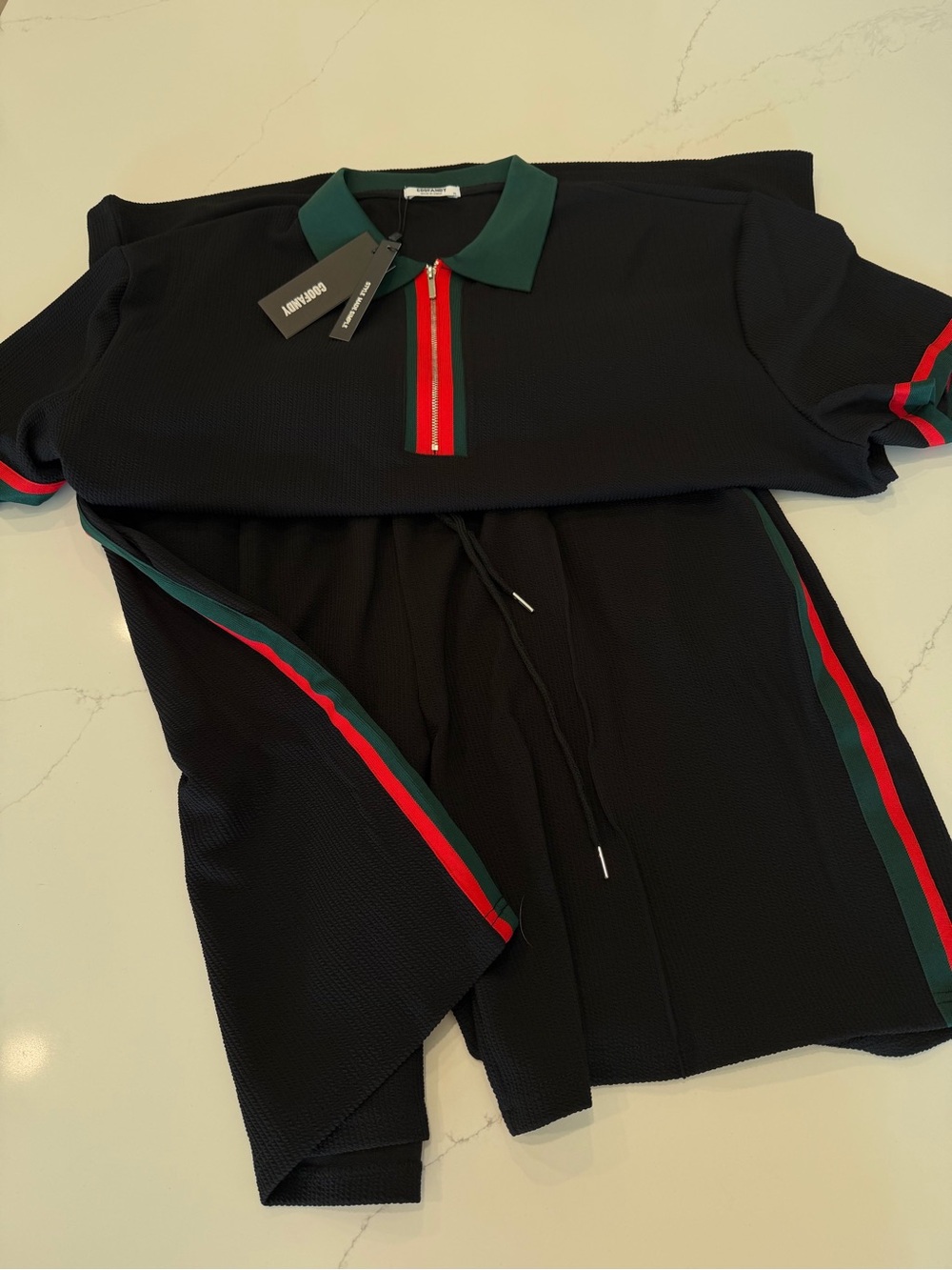 Coofandy Men's Black Polo Shirt and Short Combo- NEW